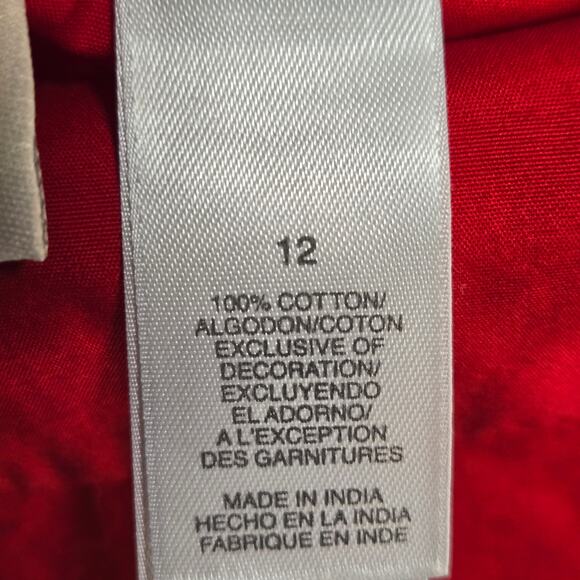 Liz Claiborne Red A Line 100% Cotton Midi Skirt With Sailboat Applique Size 12 - Picture 5 of 6